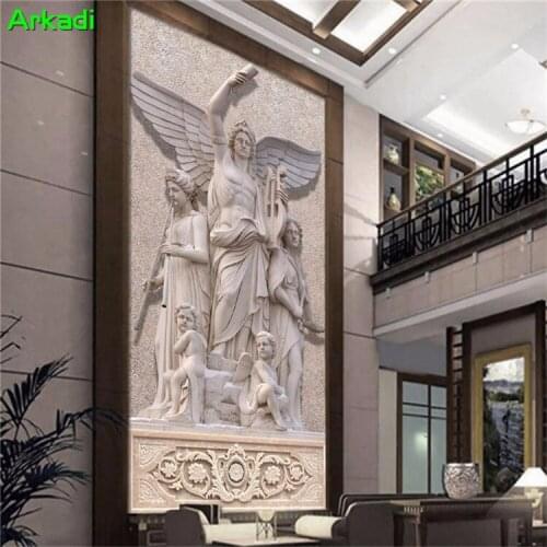Custom Photo Wallpapers European Relief Classic Design Retro Character Art Style Living Room Angel Background Mural