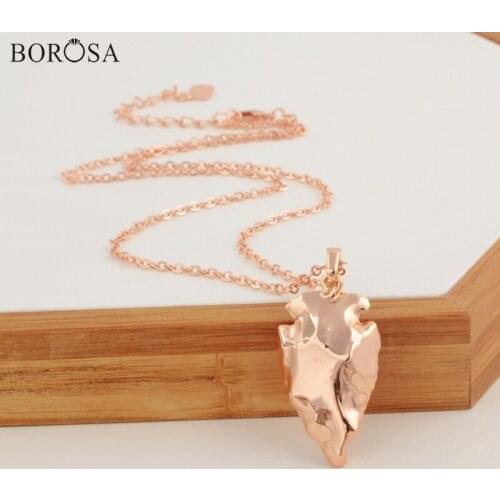 BOROSA Gold Plated Arrowhead Natural Jaspers Pendant Small Size in Three Colors Dropship