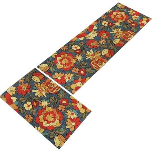 Flower Anti-slip Kitchen Mat Modern Bath Carpet Entrance Doormat Tapete Absorbent Rugs for Bedroom Prayer Pad 60X180CM