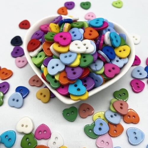11-15mm Candy colored hearts Button Resin Sewing ButtonsDiy Scrapbooking Multicolourr