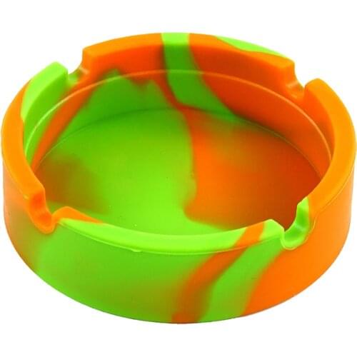 Silicone Round Portable Ashtray Unbreakable Soft Silicone Glow in Dark Heat Resistant Silicone Smokeless Ashtray