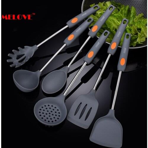 Silicone Spatula Set Cooking Utensil Heat-Resistant Stainless Steel Core Eggs Pancakes Non-stick Cookware Kitchen Gadget