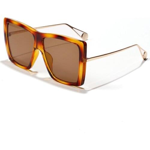 Veshion Big Frame Sunglasses Women Square Leopard Brown Summer Accessories Retro Oversized Sun Glasses for Female Male Uv400