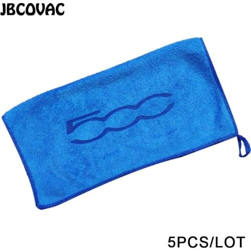 Car Styling 30*30CM Blue Car Wash Cleaning Towel Accessories Case For Fiat 500 Logo Punto Abarth 124 Stilo Ducato Stickers 5pcs