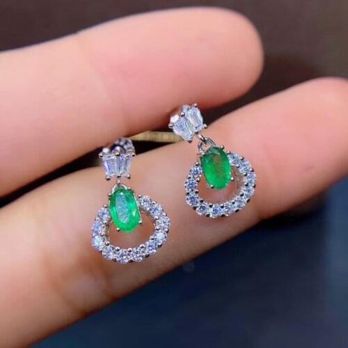 Natural And Real 925 Sterling Silver Emerald Earring For the Party Engagement Best Gift