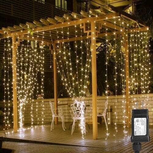 304 LEDs Curtain Lights f/Bedroom Wall Window Hanging Fairy String Light Wedding Backdrop Patio Birthday Party Decoration Lamp