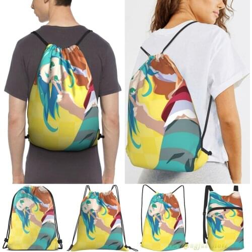 Unisex Drawstring Bags Monogatari Yotsugi Women Drawstring Backpacks Men Outdoor Travel Backpacks Training Fitness Bag