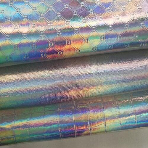 1 Meter Crocodile Pu Leather Waterproof Vinil Glitter Fabric Rainbow Mirror Leather Cloth Imitation Leder Tecido Couro Sintetico