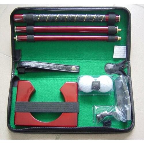 High quality Leather carry bag promotional indoor practice 3 section golf putter gift set