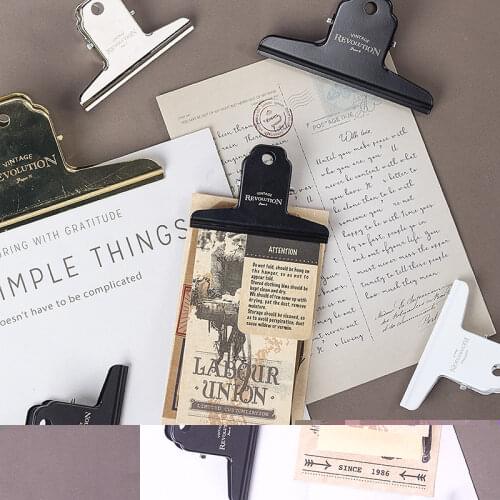 4 Color Vintage Simple Metal Paper Document Binder Clips Duckbill Clip Long Tail Clip School Office Learning Supplies Stationery