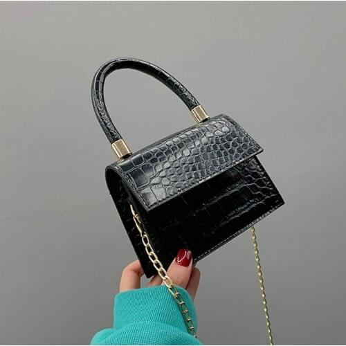 Stone Pattern PU Leather Crossbody Shoulder Bag for Women 2021 Trendy Luxury Fashion Small Handbags and Purses Chain Bolsos