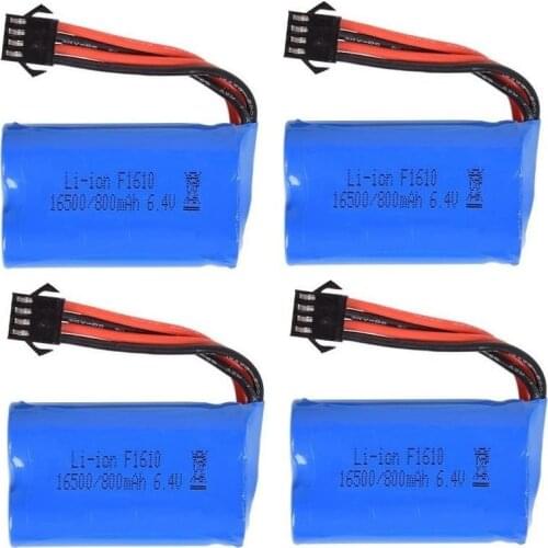 1-4pcs 6.4v 800mAh Li-ion battery sp-4P plug 16500/USB charger for wltoys 18628 18629 18428 18429 1/18 RC car