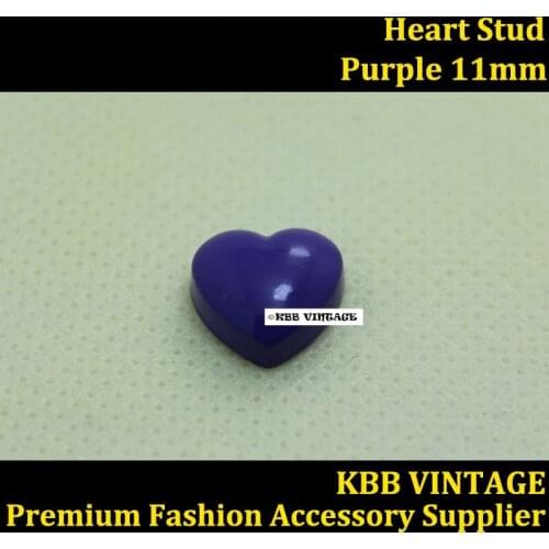 10PC 1/2"Heart Stud Screwback Rock DIY Leathercraft Purple