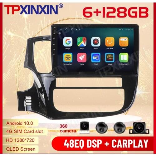 2 Din Carplay Android Radio Receiver Multimedia Stereo For Mitsubishi Outlander 2014 2015 2016 2017 2018 2019 GPS Navi Head Unit