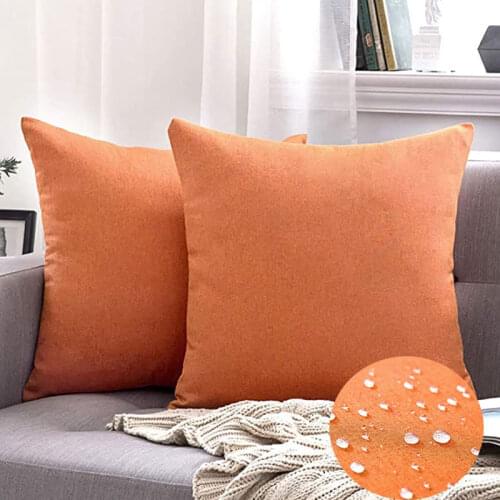 2pcs/set Outdoor Solid Throw Pillow Covers Decorative Cotton Linen Garden Farmhouse Cushion Waterproof Pillowcases 20x20 inch