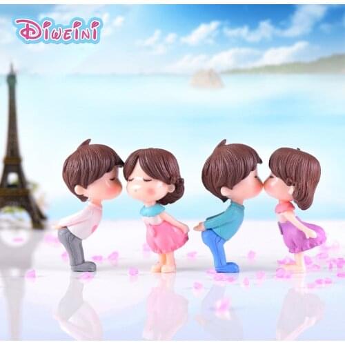 2pc Kissing Lover Figurines Boy Girl Wedding Doll Miniatures Couple Fairy home Garden Decoration Girl toy DIY accessories gift