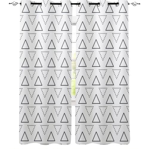 Abstract Geometric Triangle White Window Curtains for Living Room Bedroom Kitchen Modern Curtains Home Decoration Drapes Blinds