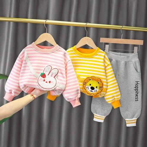 Baby Boys Velvet Sets T shirt and Pants Autumn Winter 2021