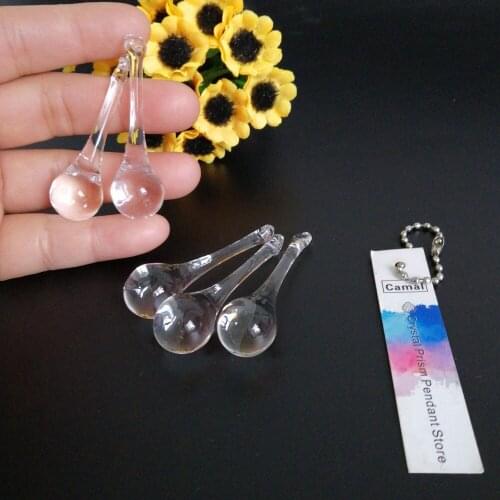 Camal 5Pcs Clear 55mm/2.16inch Crystal Raindrop Chandelier Prisms Pendants Lamp Lighting Part Hanging Party Home Curtain Decor