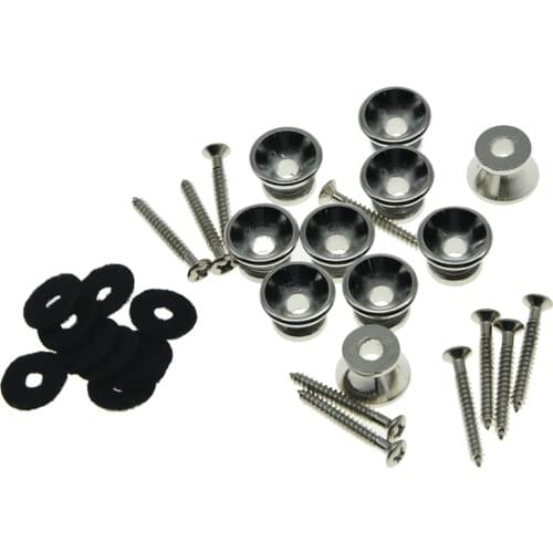 Dopro 10pcs Chrome Guitar Strap Pins Guitar Strap Knobs Buttons Guitar End Pins with Screws and Ferrules