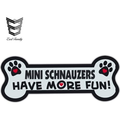 EARLFAMILY 15cm x 5.9cm MINI SCHNAUZERS HAVE MORE FUN Decal Cartoon Car Styling Waterproof Trunk Accessories Funny Car Stickers