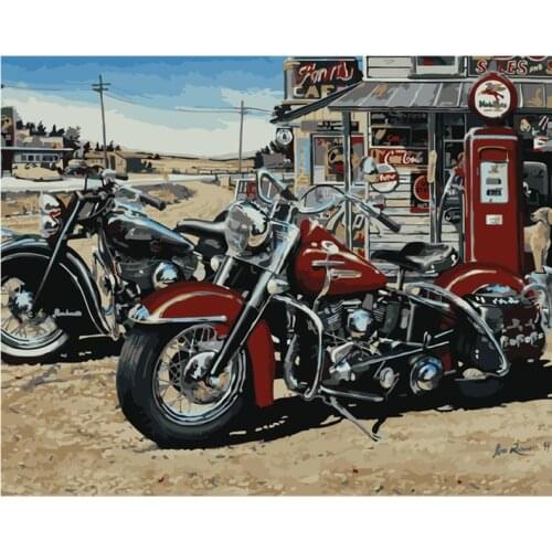 Painting By Numbers DIY Dropshipping 40x50 50x65cm Retro cool motorcycle Still life Canvas Wedding Decoration Art picture Gift