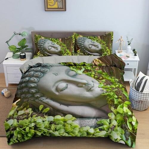 Natural Buddha Bedding Set Quilt Cover Peace Design Bed Sets Bohemian Buddhism Duvet Covers 2/3pcs Queen King Single 14 Sizes