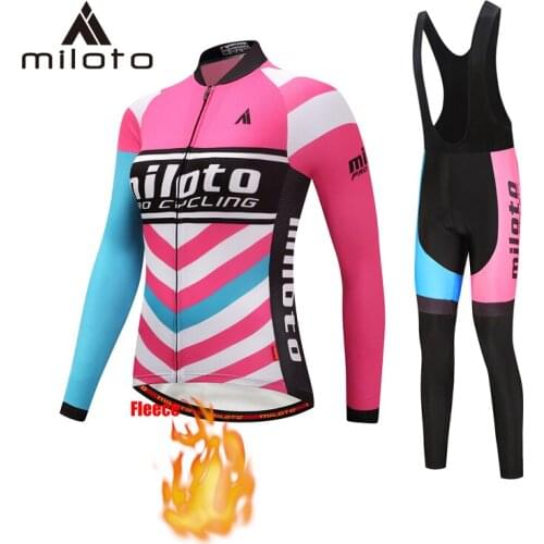 Miloto winter women cycling jersey sets Thermal Fleece Female MTB Riding Sport Uniform Mountain bike Suits Riding cycling wear