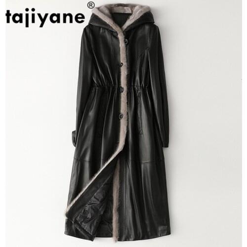 Real Genuine Leather Jacket Mink Fur Collar Sheepskin Down Coat Autumn Winter Coat Women Clothes 2021 Korean Vintage Tops ZT3973