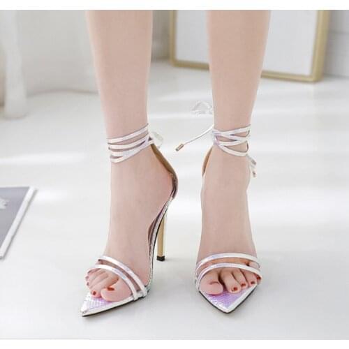 Summer sexy Shoes Platform PU Sandals Women Peep Toe High Tape hot drills Heels Sandals Female Sandals fashion new woman shoes