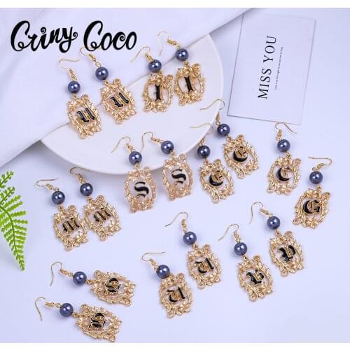 SophiaXuan Fashion New 26 Initial Letter Earrings Hawaiian Micronesian Alphabet Jewelry Drop Dangling Earrings Earring for Women
