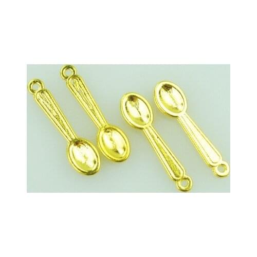 40pcs/lot Fashion gold color Alloy spoon Charms Fit Pendants & Necklace Jewelry Findings DIY Handcraft 24*5mm J203