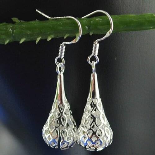 Fashon Women Jewelry Silver Color Drop Dangle Earrings Bridal Wedding Engagement Set Gifts