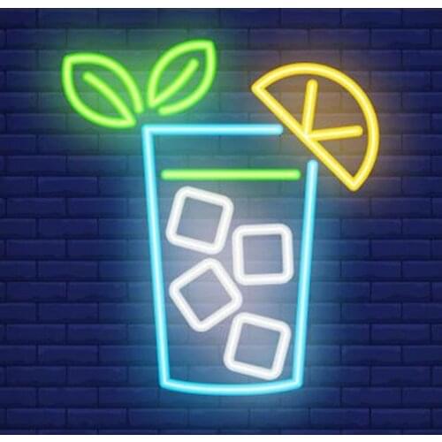 Neon Sign 10kv For Cocktail Ice Cube Neon Light Lamp Display Wall Sign Beer Bar Pub Aesthetic Room Decor Wall Lights Neon Lights