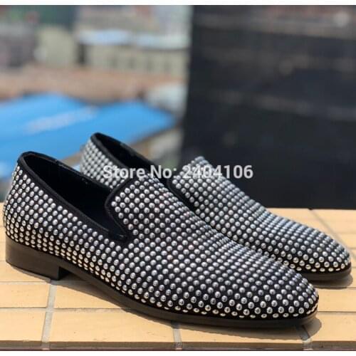 New Arrival Party Men Shoes Breathable Casual Men Loafers Handmade White Crystal Comfortable Men Wedding Party dress shoes