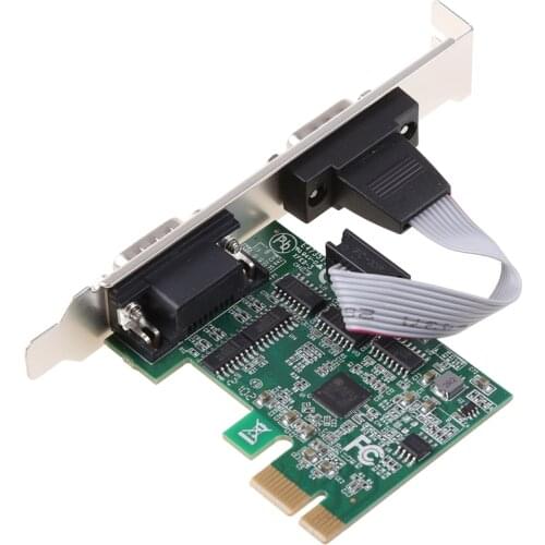 PCIe Dual Serial Expansion Card Chip AX99100 2 Port Industrial DB9 COM RS232 Converter Adapter Controller for Desktop PC