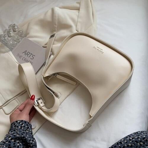 Popular Shoulder Bag Wide Shoulder Strap Bag 2021 New Fashion Lady Luxury Simple Underarm Bag Retro Solid Color Messenger Bag