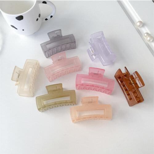 Rectangle Hair Claws Solid Color Plastic Hair Grab Clips Women Korean Hair Accessories for Girls Buckle Bath Ponytail Holder