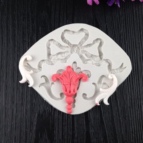 Retro Silk Ribbon Silicone Mold Cake Lace Decorating Mould Candy Chocolate Liquid Silicone Mold Fondant Cake Decorating Tool