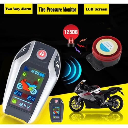 LCD Screen Motorcycle Alarm Auto Lock/Unlock Security System Two Way Anti-theft Alarm Tire Pressure Monitor Keyless Engine Start