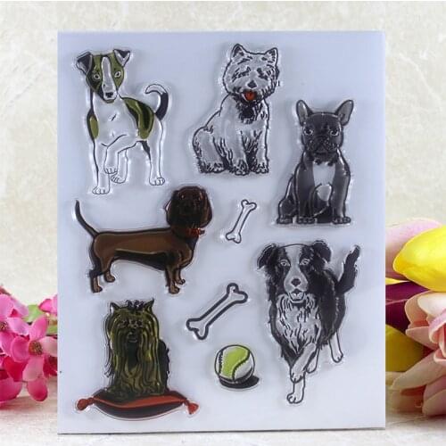 YLCS173 Cute Dog Silicone Clear Stamps For Scrapbook DIY Album Paper Cards Decoration Embossing Folder Rubber Stamp 15x18cm