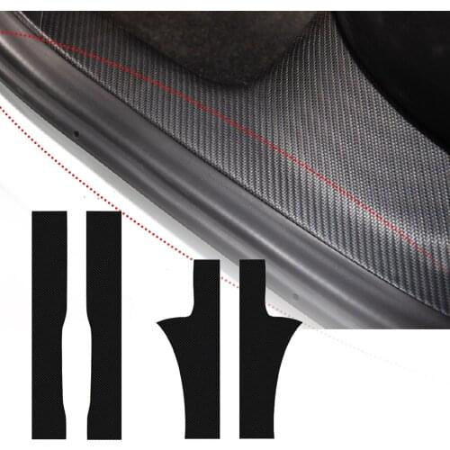 Carbon Fiber Style Door Protection Cover Sticker Sills Guards Car Interior Accessories For Tesla Model 3 2020 2019 2018 2017