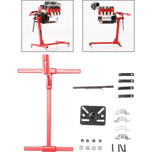 Universal Rotatable Simulated Stainless Steel V8 Engine Flip Frame Repair Bracket Stand for SCX10 RC Car Tools Accessories