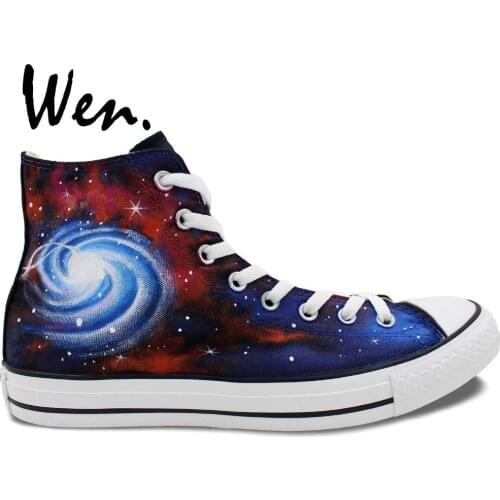 Wen Original Design Custom Hand Painted Shoes Galaxy Nebula Space Men Womens High Top Canvas Sneakers Christmas Gifts