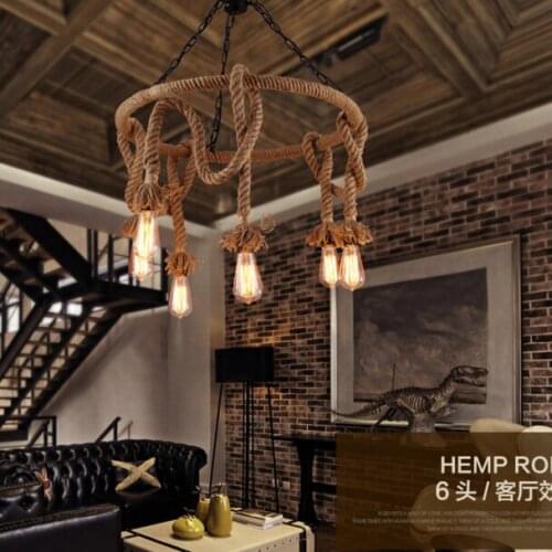 Rope Pendant Light Loft Rustic Country Style Hanging lighting Restaurant/Bar Pendant lamps Deco Fixtures Suspension