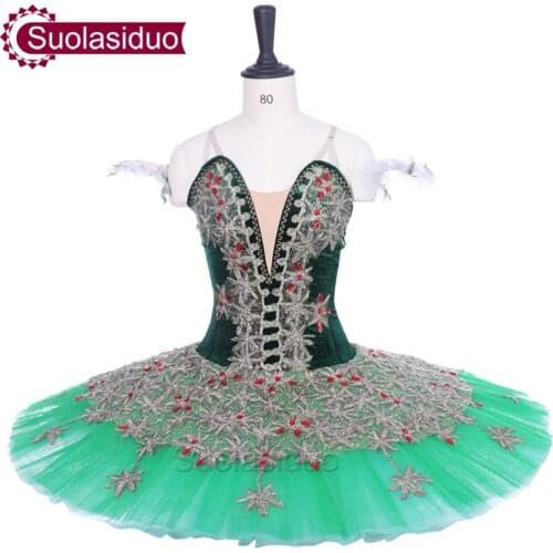 Adult Green Classical Ballet Tutu Don Quixote Perfromance Stage Wear Women Star logo Ballet Dance Competition Costumes Girls