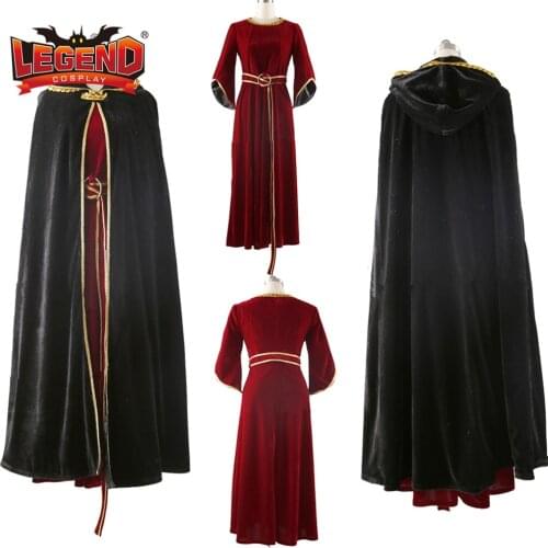 Mother Gothel cosplay Costume dress Witch Gothel Dress costume red dress with cape