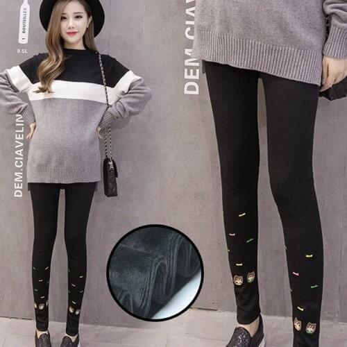 Winter Maternity Pants Trousers Maternity Clothing Autumn Belly Maternity Warm Leggings Casual Maternity Thick Embroidery Pants