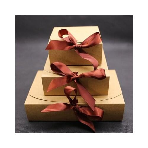 10/20pcs/lot Kraft boxes with ribbon,wedding favor boxes,baby shower favor boxes,party gift boxes