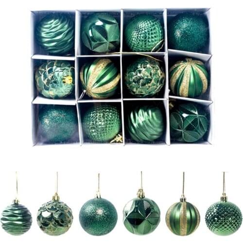 12 Pcs Shining Christmas Ball Small Shatterproof Christmas Tree Hanging Decorate Drop Ship